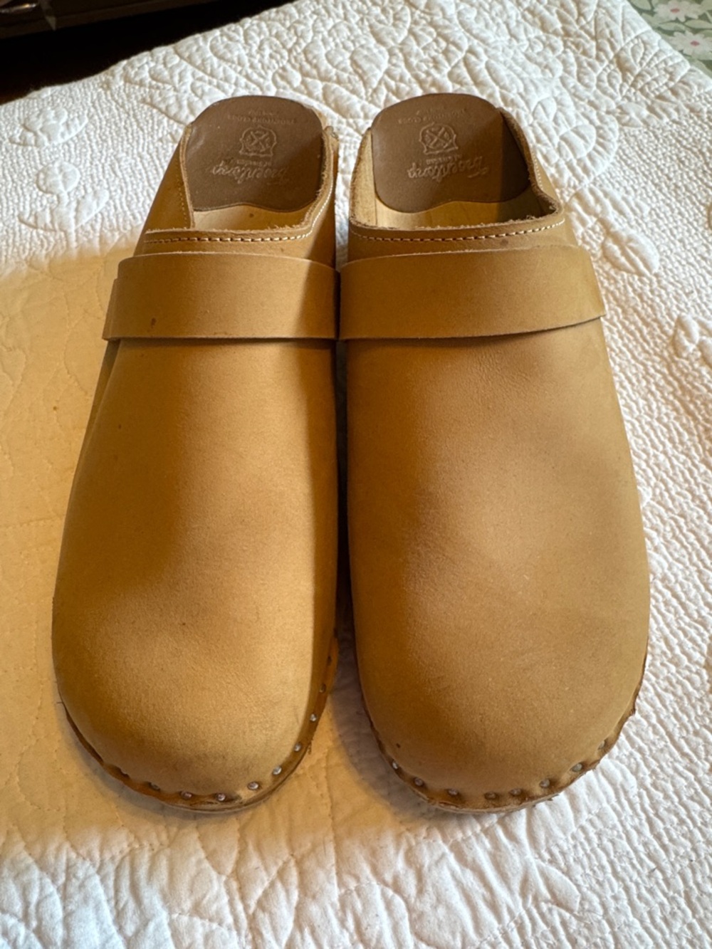 Swedish Troentorp Tan Leather Clogs